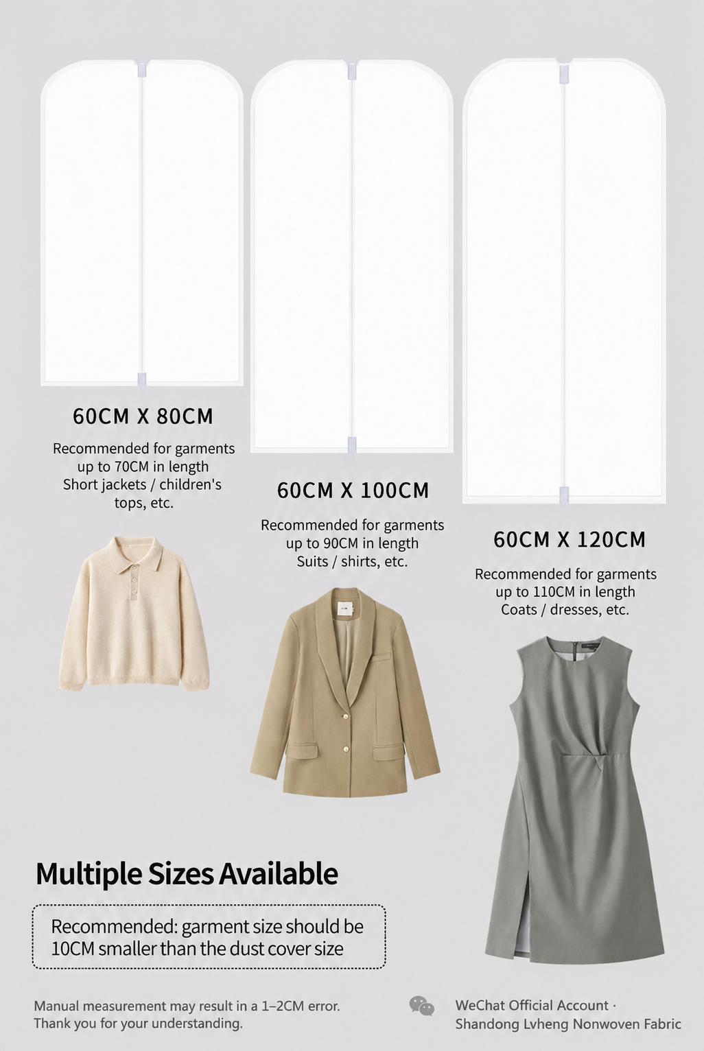 Custom Non Woven Garment Bags with Zipper