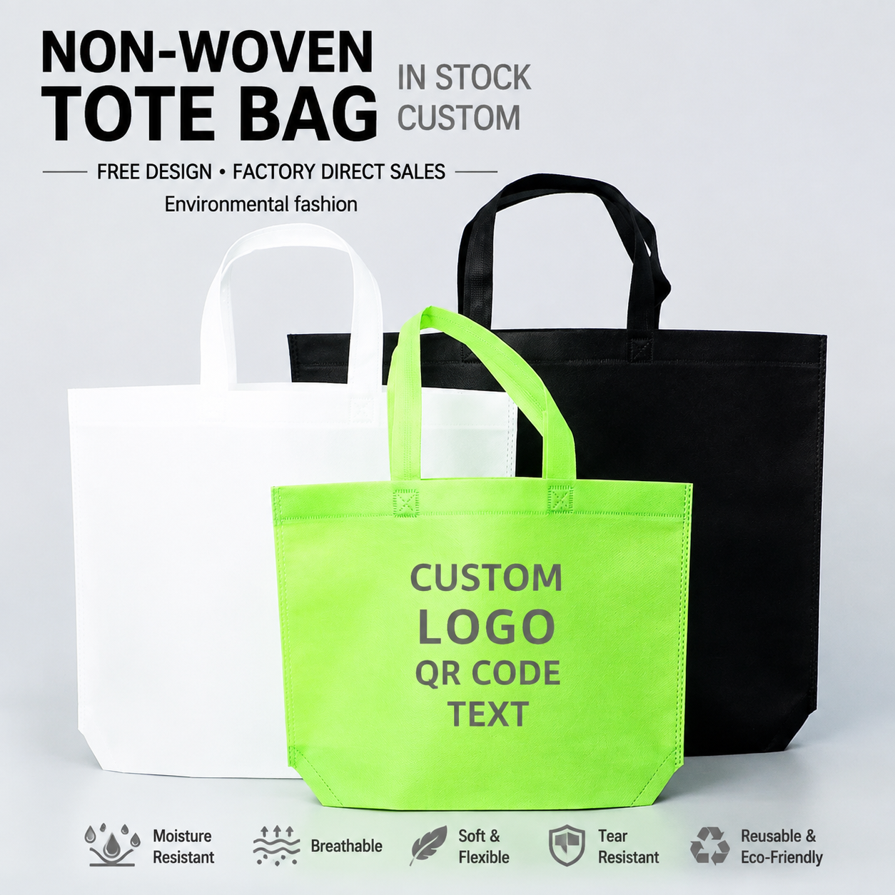 Non Woven Tote Bag with Bottom Gusset