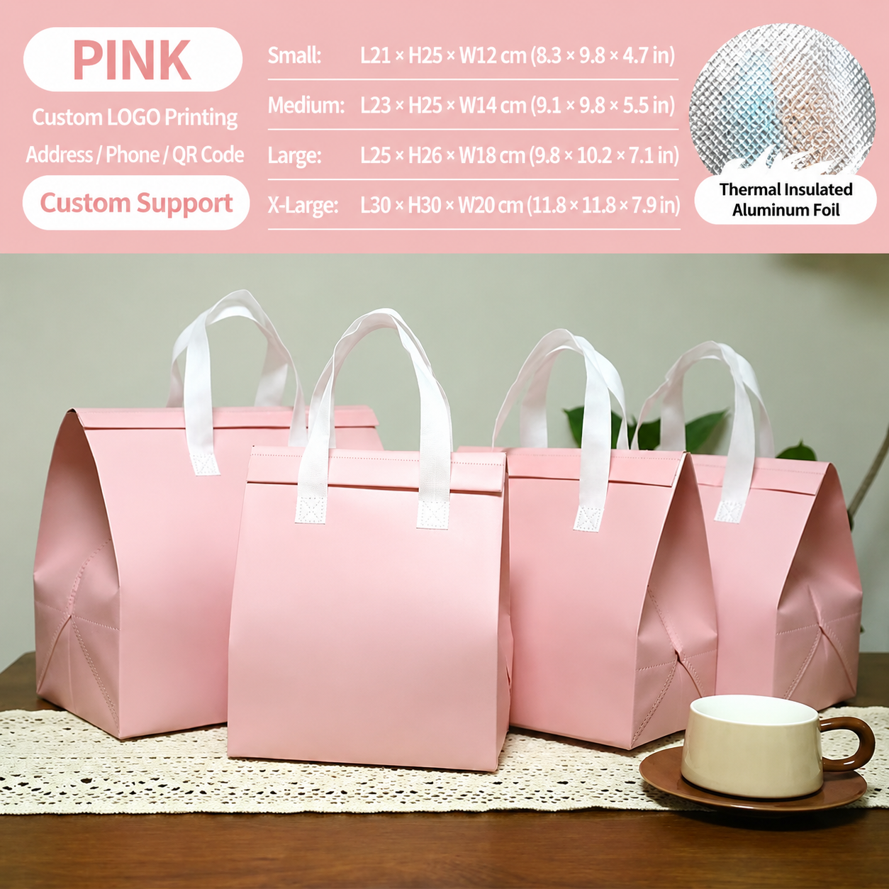 Custom Non Woven Insulated Cooler Bag with Aluminum Foil Lining