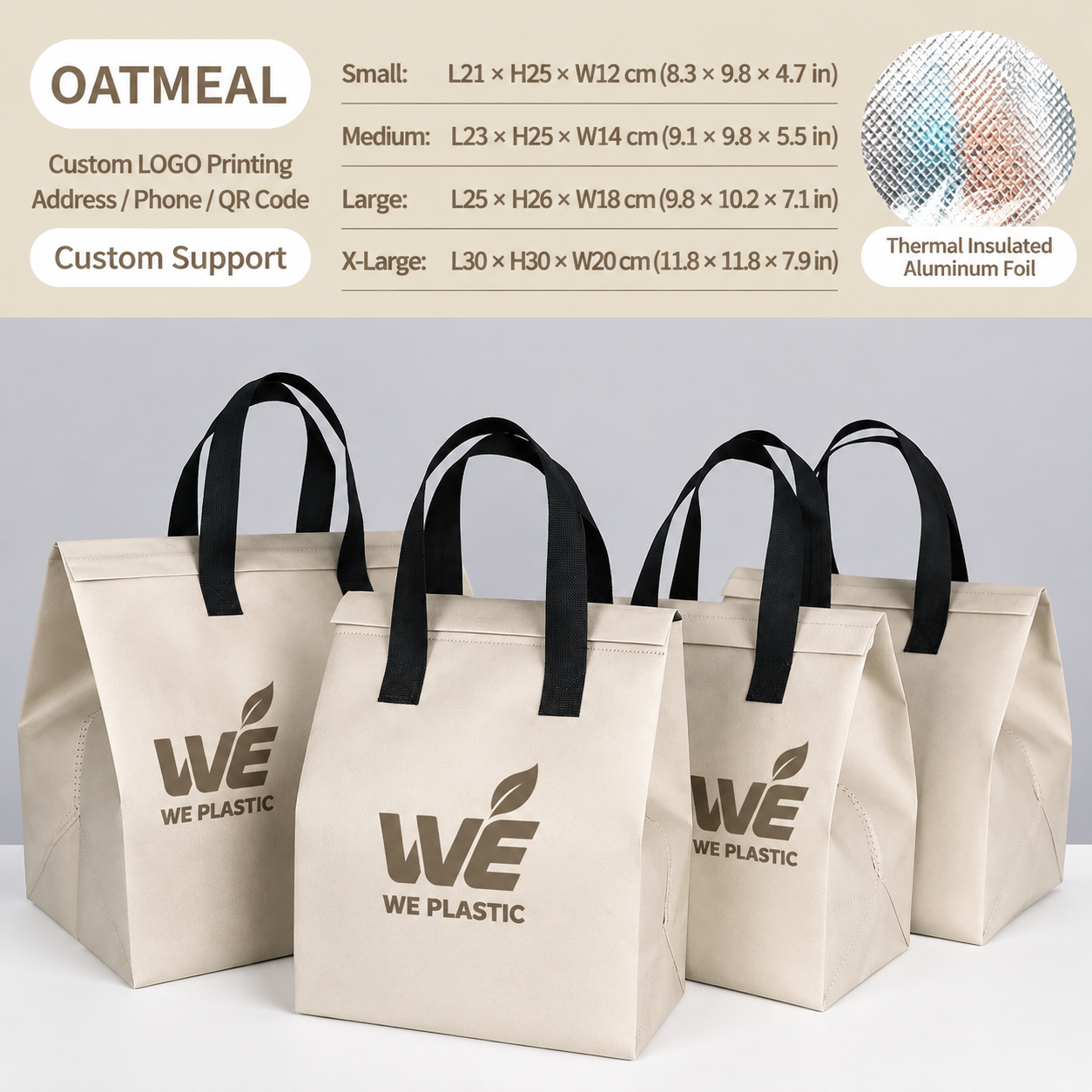 Custom Non Woven Insulated Cooler Bag with Aluminum Foil Lining