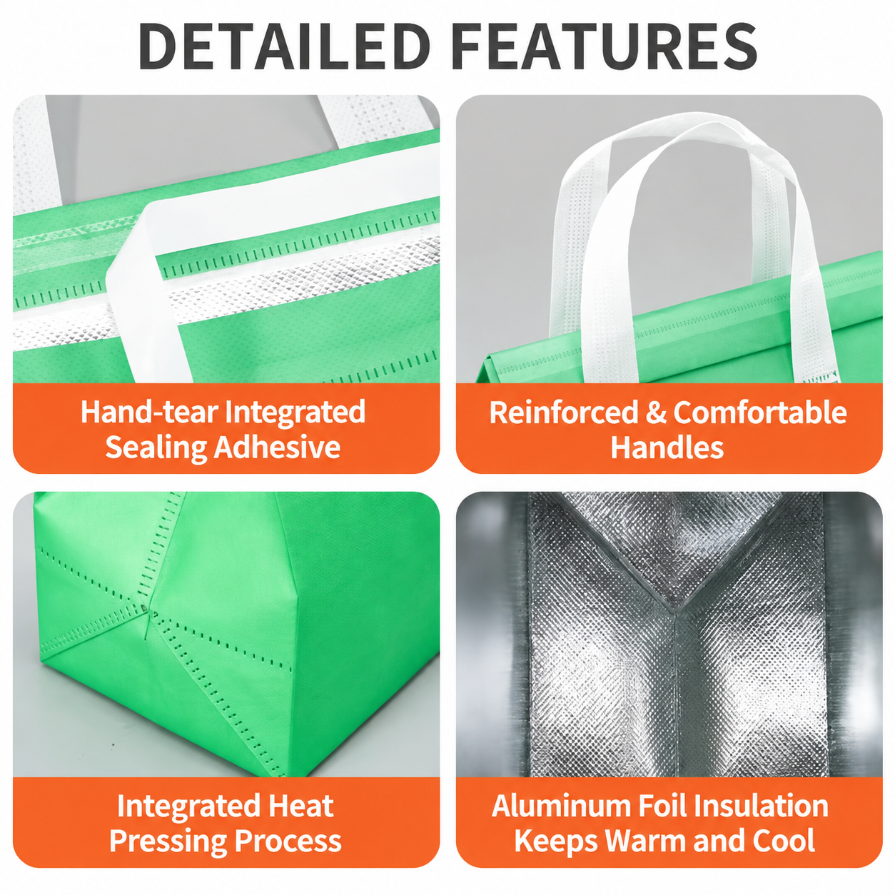 Custom Non Woven Insulated Cooler Bag with Aluminum Foil Lining