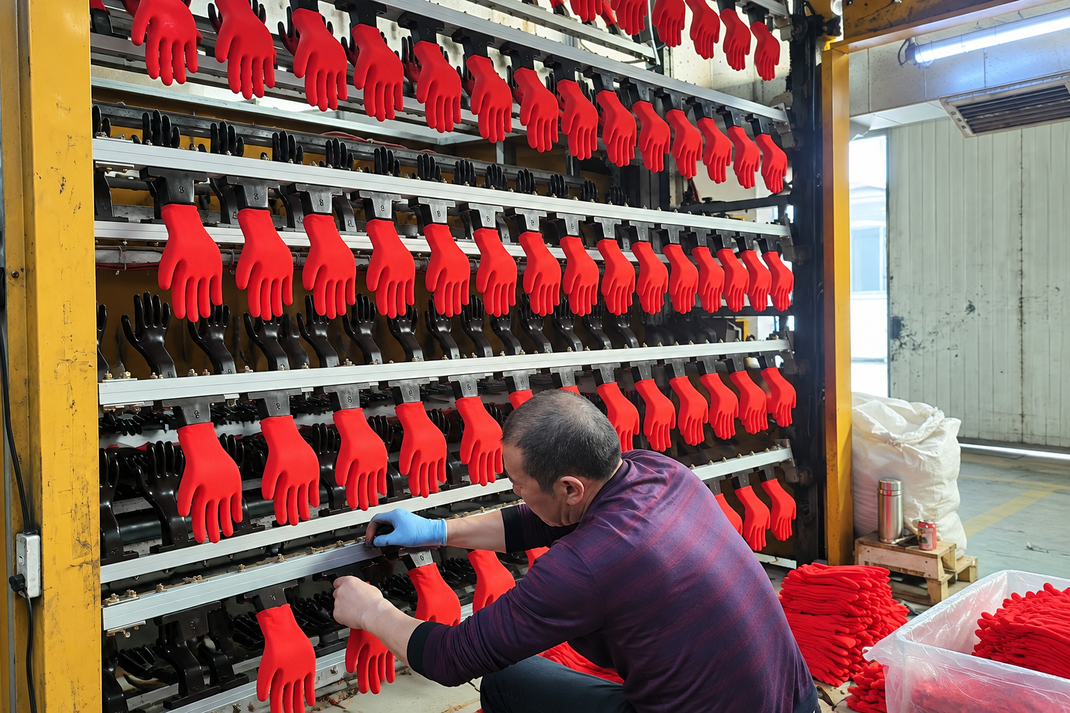 Industrial work glove factory
